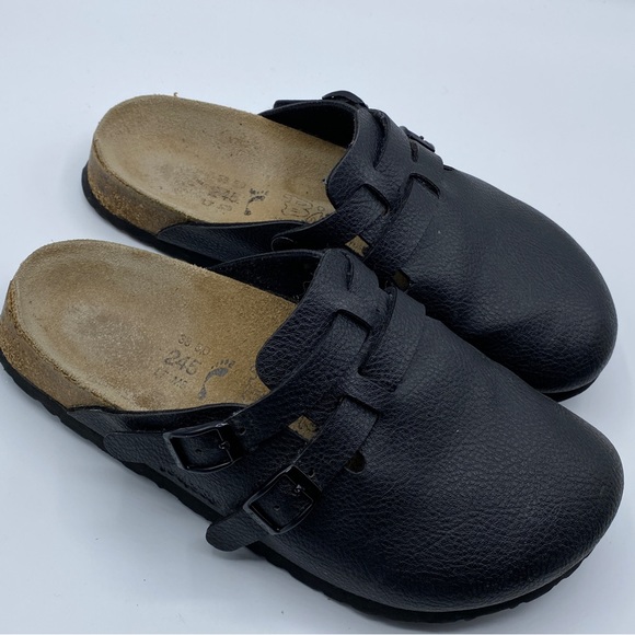 Birkenstock Birki’s Black Leather Mules Clogs - Size 5 - Picture 3 of 8